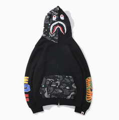 BAPE Shark Head Camo Patchwork Zip Hoodie