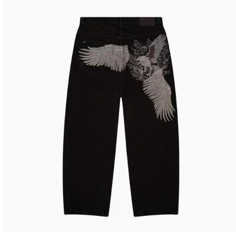 Derschutze Fallen Angel Wing Back Embroidered Jeans
