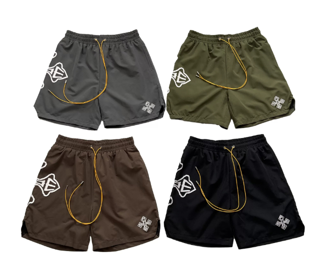 RHUDE Black Geometric Racing Shorts