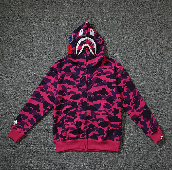 BAPE Purple Shark Camo Zip Hoodie