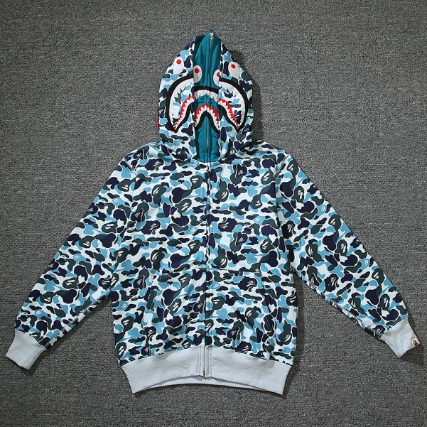 BAPE Ice Blue Shark Camo Hoodie