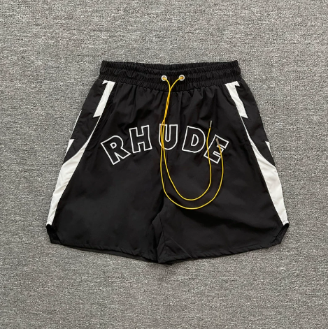RHUDE Black Racing Typography Shorts