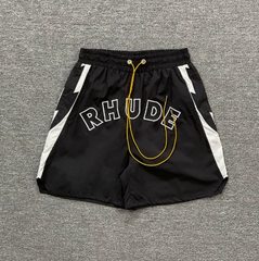 RHUDE Black Racing Typography Shorts