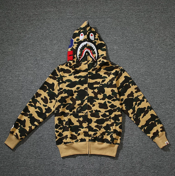 BAPE Yellow Shark Camo Full-Zip Hoodie