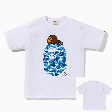BAPE Blue ABC Camo Big Ape Head with Baby Milo T-Shirt