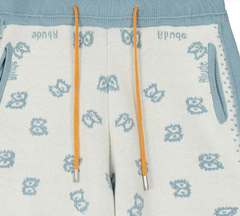RHUDE Blue Ivory Paisley Panel Knit Shorts