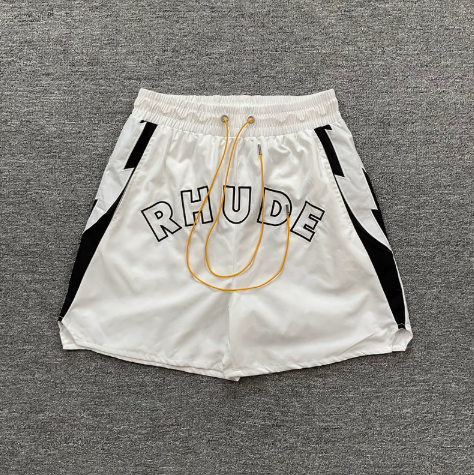 RHUDE White Velocity Letter Shorts