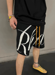 RHUDE Black Wool-Blend Script Knit Shorts