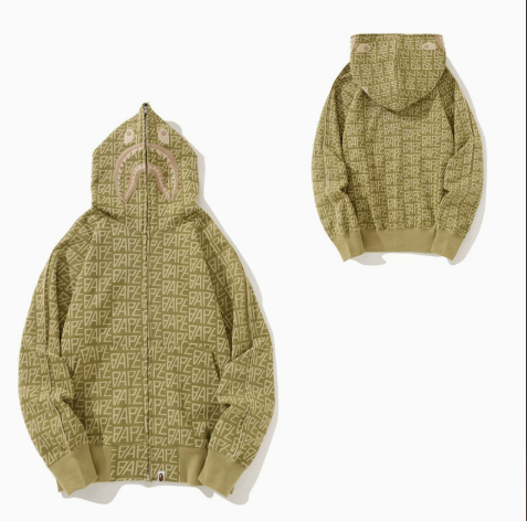 BAPE Letter Print Shark Zip Hoodie