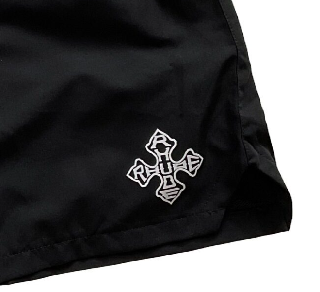 RHUDE Black Geometric Racing Shorts